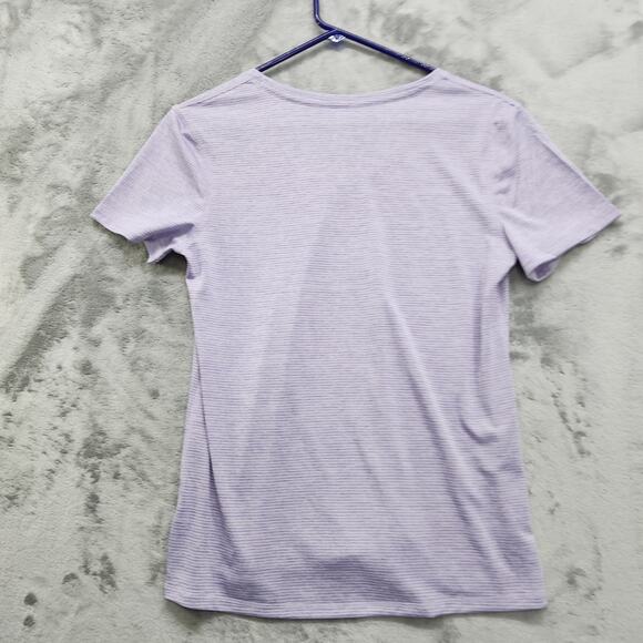 Athletic Works Top Womens S Purple Striped V-Neck Short Sleeve Pullover Casual - Picture 2 of 8
